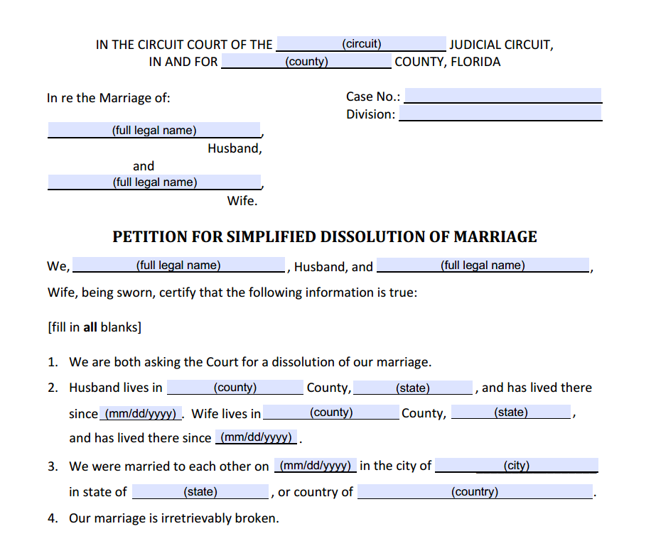 Florida Family Law Forms Interactive Fillable Family Law Forms In PDF