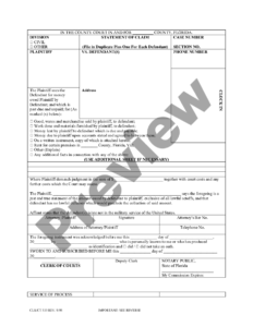 Florida Statement Of Claim Florida Law Form Statement Of Claim US