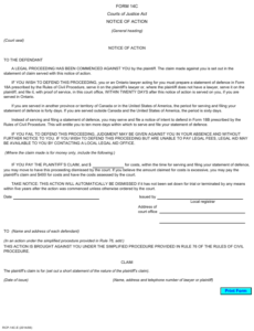 Form 14C Download Printable PDF Or Fill Online Notice Of Action Ontario