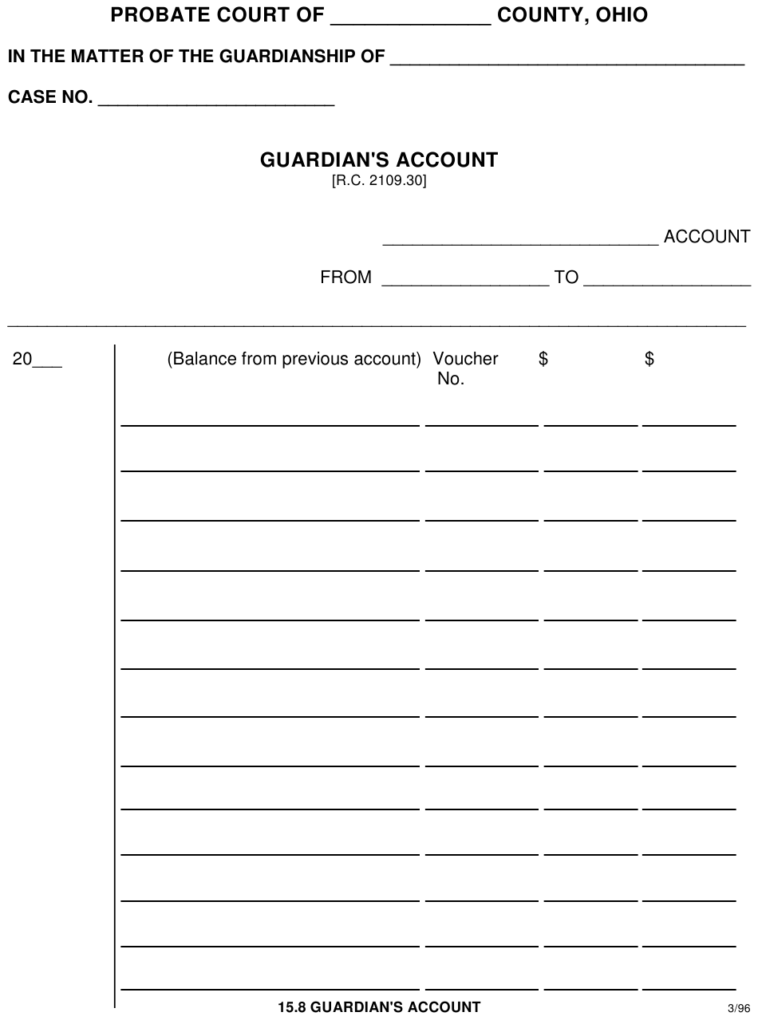 Form 15 8 Download Fillable PDF Or Fill Online Guardian s Account Ohio