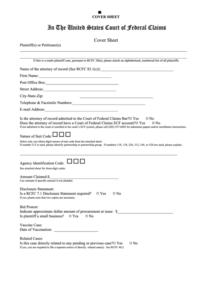 Form 2 Cover Sheet The United States Court Of Federal Claims