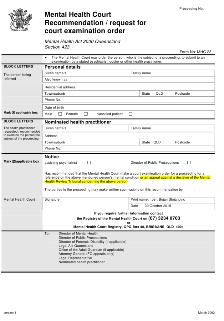 Form 23 Download Printable PDF Or Fill Online Recommendation Request 