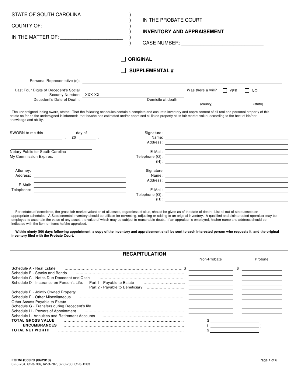 Form 350PC Download Printable PDF Or Fill Online Inventory And 