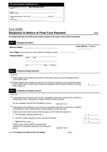 Form 4100r Response To Notice Of Final Cure Payment Printable Pdf