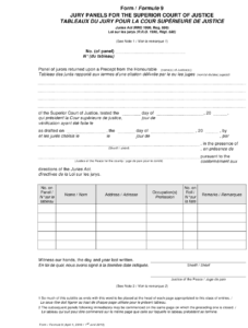 Form 9 Download Printable PDF Or Fill Online Jury Panels For The