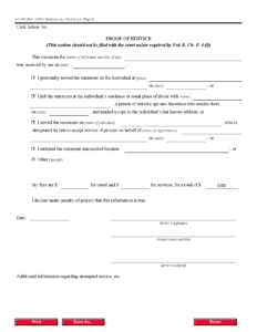 Form AO 440 Summons In A Civil Action