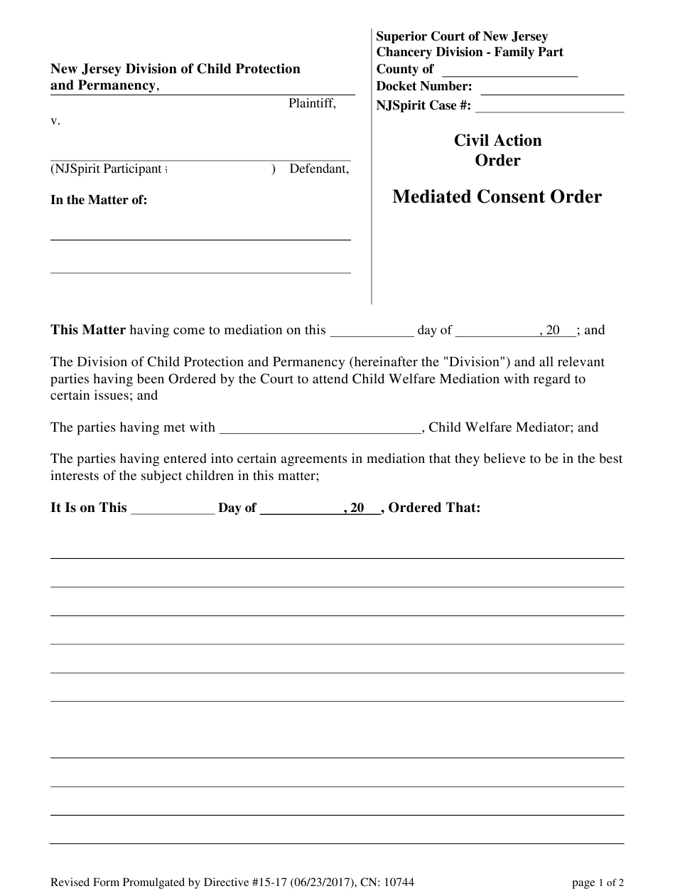 Form CN 10744 Download Printable PDF Or Fill Online Mediated Consent 