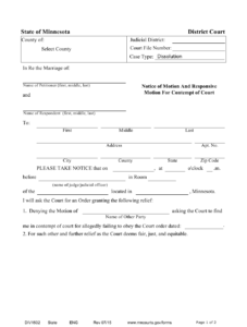 Form DIV1502 Download Fillable PDF Or Fill Online Notice Of Motion And