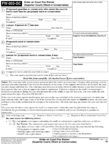 Form FW 003 GC Download Fillable PDF Or Fill Online Order On Court Fee