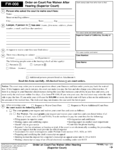 Form FW 008 Download Fillable PDF Or Fill Online Order On Court Fee