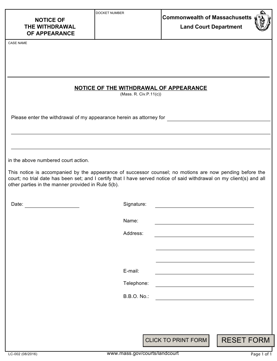 Form LC 002 Download Fillable PDF Or Fill Online Notice Of The 