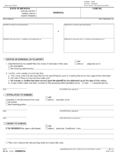 Form MC09 Download Fillable PDF Or Fill Online Dismissal Michigan