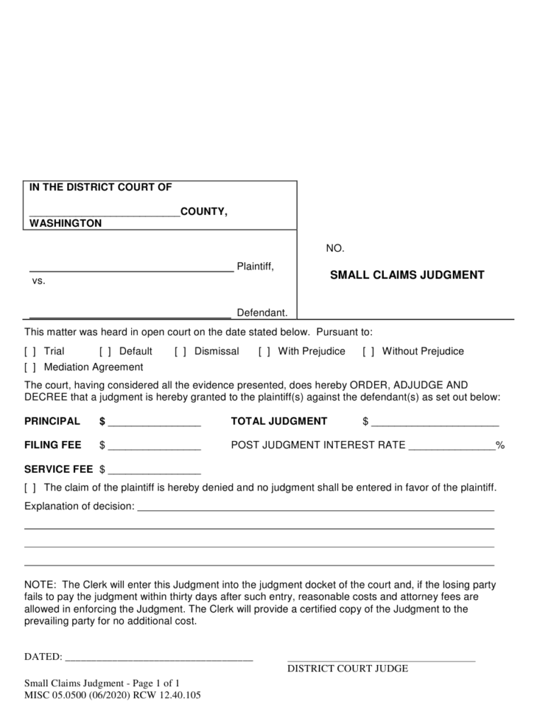 Form MISC05 0500 Download Printable PDF Or Fill Online Small Claims