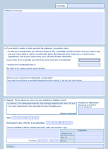 Form N9b Defence And Counterclaim Defend County Court Claim