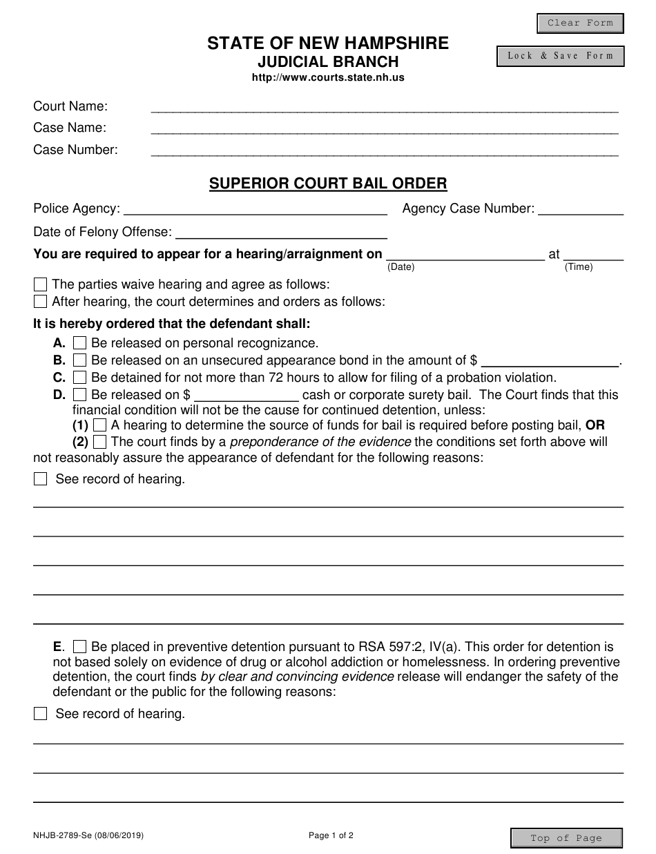 Form NHJB 2789 SE Download Fillable PDF Or Fill Online Superior Court 