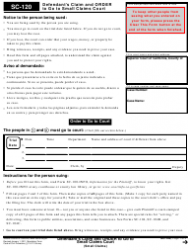 Form SC 120 Download Fillable PDF Defendants Claim And Order To Go To 