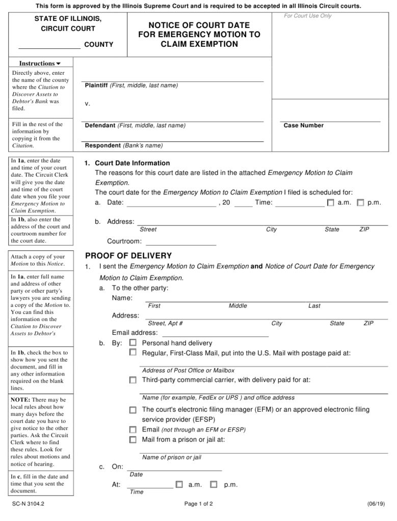 Form SC N3104 2 Download Fillable PDF Or Fill Online Notice Of Court 