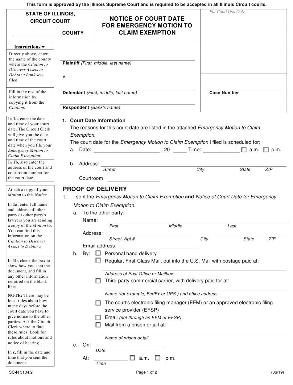 Form SC N3104 2 Download Fillable PDF Or Fill Online Notice Of Court 