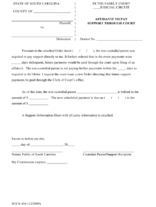 Form SCCA454 Download Printable PDF Or Fill Online Affidavit To Pay