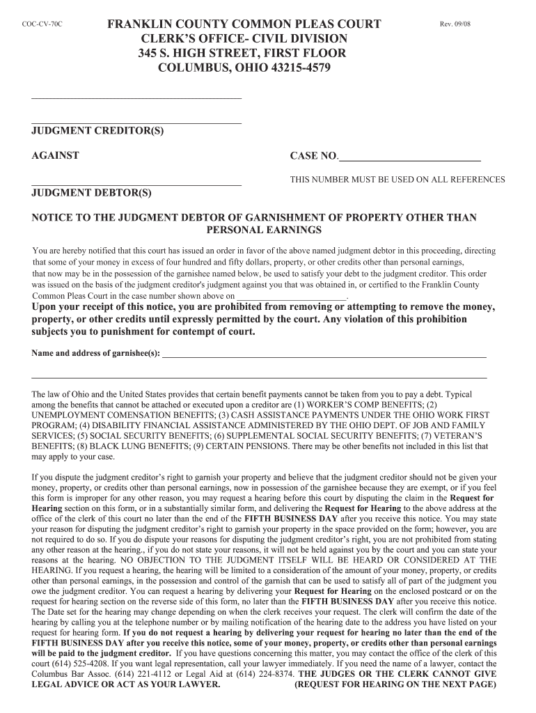 Franklincountycommonpleascourt Fill Out And Sign Printable PDF 