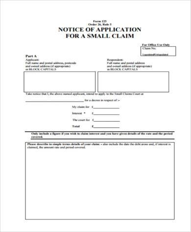 FREE 10 Sample Small Claim Forms In PDF MS Word