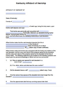 Free Kentucky Affidavit Of Heirship Form PDF Word