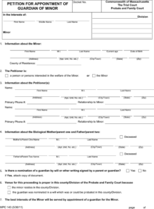 Free Massachusetts Guardianship Form PDF 637KB 4 Page s