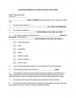 Free Massachusetts Small Estate Affidavit PDF EForms