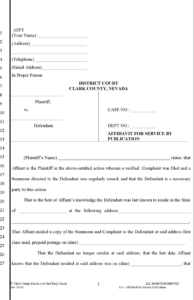 Free Nevada Affidavit For Service By Publication Form PDF 21KB 2