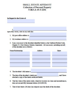 Free New Mexico Small Estate Affidavit Form PDF Word