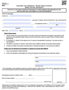 Free Oklahoma Small Estate Affidavit Form PDF Word