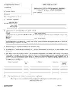 Free South Carolina Small Estate Affidavit Form 420ES PDF EForms