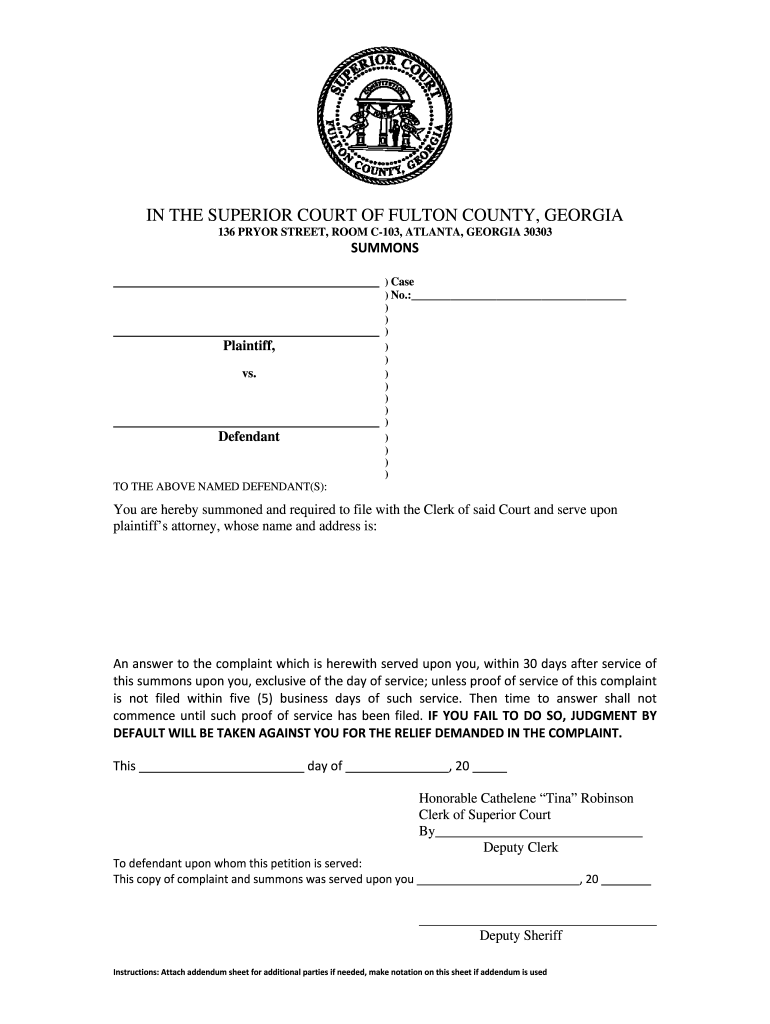 Fulton County State Court Forms Fill Online Printable Fillable