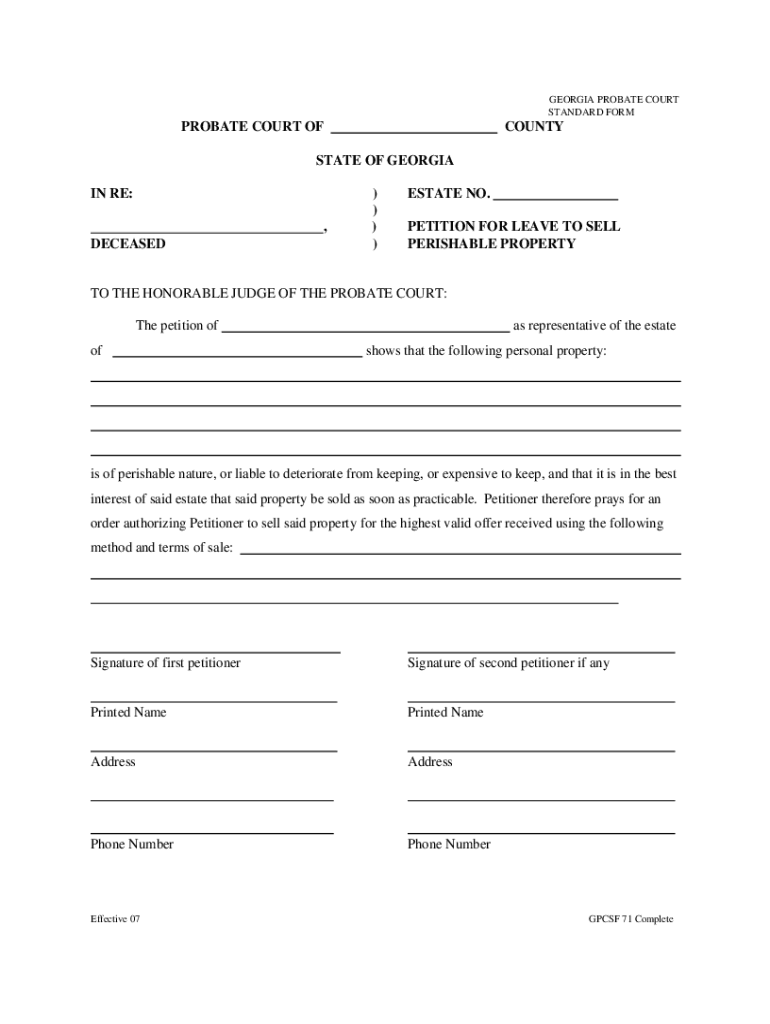 Georgia Probate Creditor Claim Form Fill Online Printable Fillable 