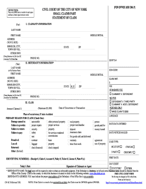 Get Small Claims Court Forms Ny PDF Form Samples To Fill Online 