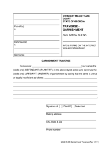 Gwinnett County Magistrate Court File A Traverse Online Form Fill Out