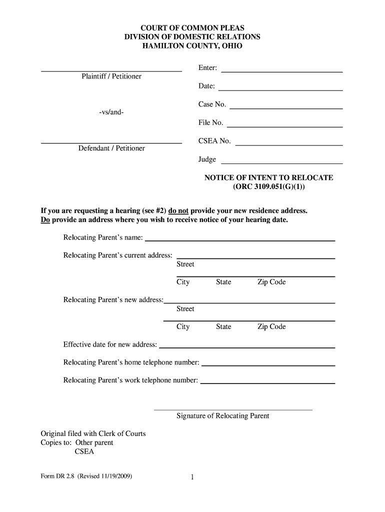 Hamilton County Domestic Relations Forms Fill Out And Sign Printable