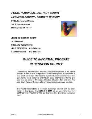 Hennepin County Application For Informal Probate Fill Online 