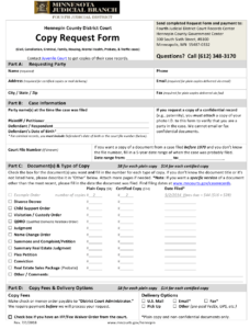 Hennepin County Minnesota Court Document Copy Request Form Download