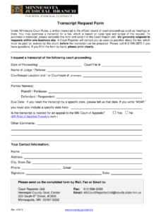 Hennepin County Minnesota Transcript Request Form Download Printable