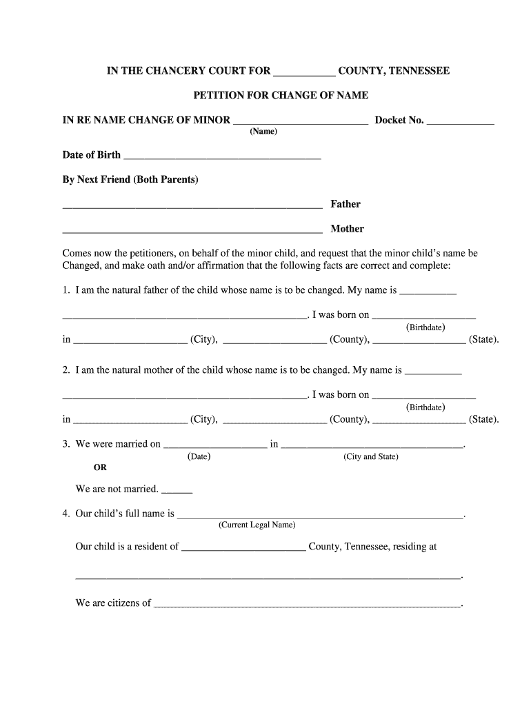 IN THE CHANCERY COURT FOR DAVIDSON COUNTY TENNESSEE Fill Out And