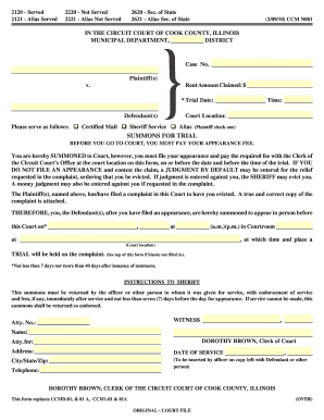 IN THE CIRCUIT COURT OF COOK COUNTY ILLINOIS MUNICIPAL Form Fill 