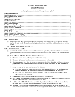 Indiana Small Claims Court Forms Edit Fill Print Download Online 