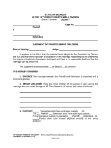 Judgement Of Divorce Form Michigan Fill Online Printable Fillable