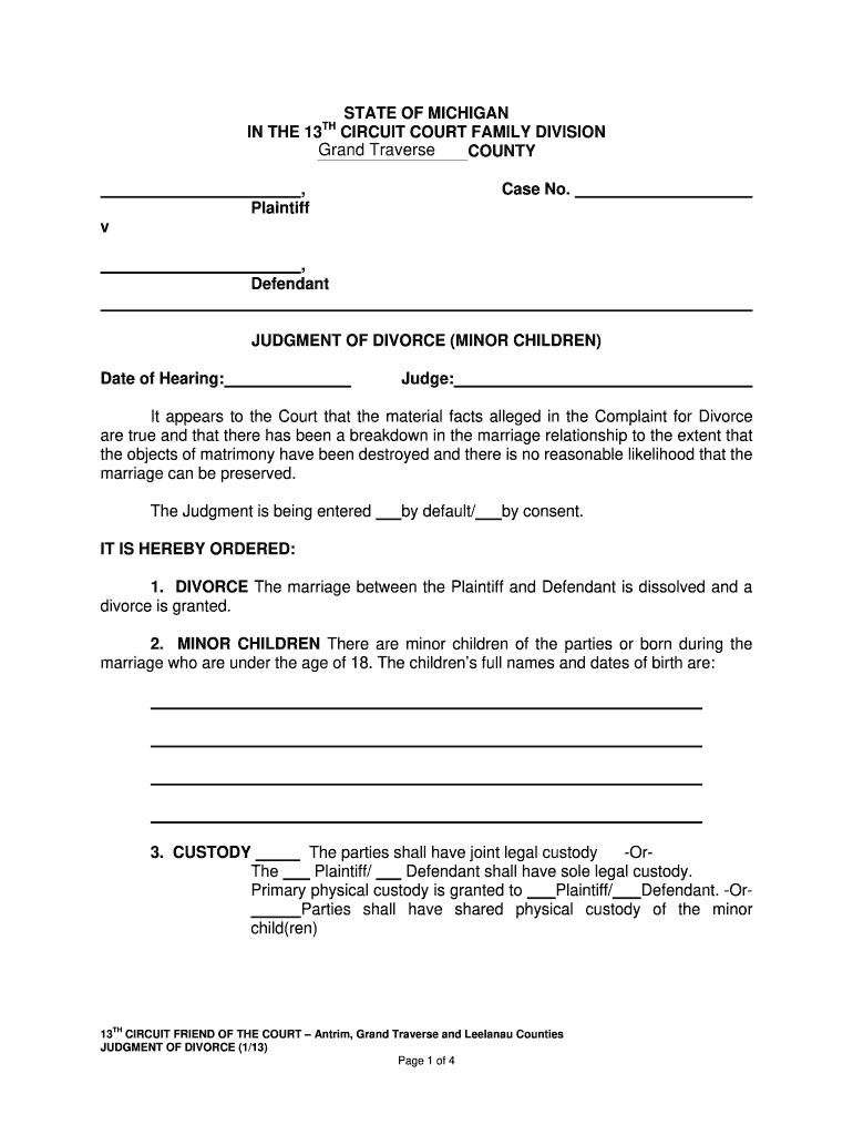 Judgement Of Divorce Form Michigan Fill Online Printable Fillable 