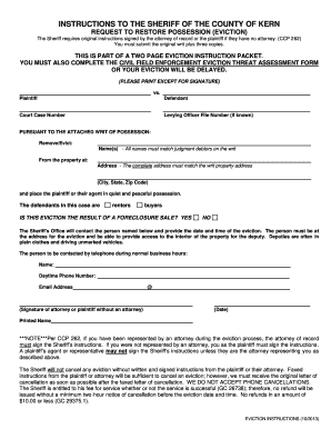 Kern County Eviction Process Fill Online Printable Fillable Blank