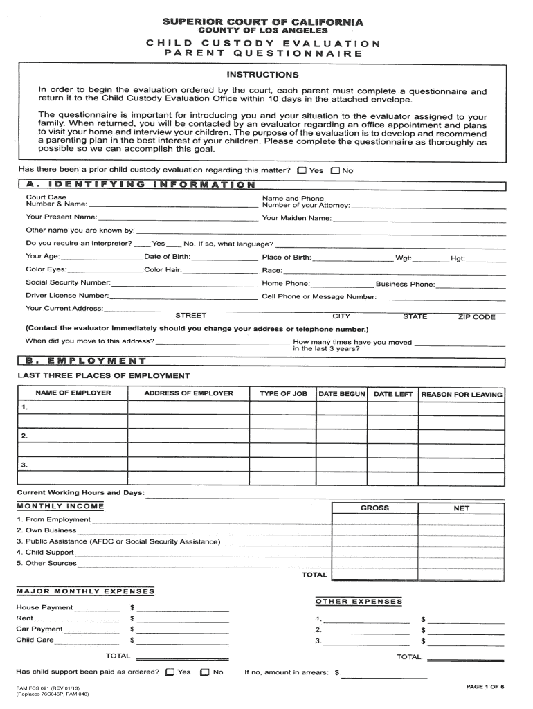 La Superior Family Court Fill Online Printable Fillable Blank 