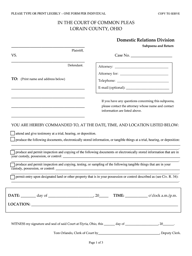 Lorain County Domestic Relations Court Forms Fill Out And Sign