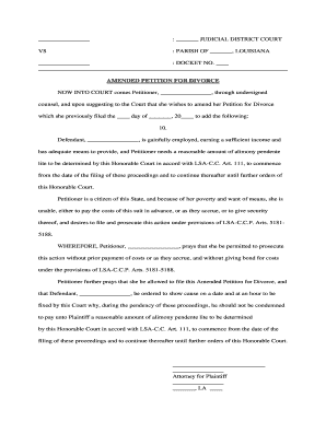 Louisiana Petition Divorce Fill Online Printable Fillable Blank 