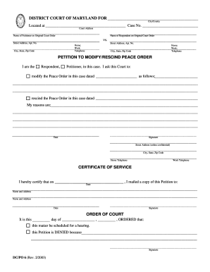 Maryland Peace Order Form Fill Online Printable Fillable Blank 
